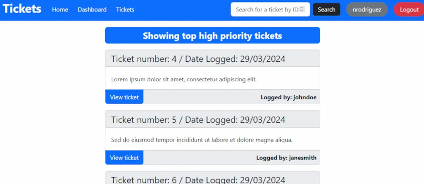 PHP ticket web application